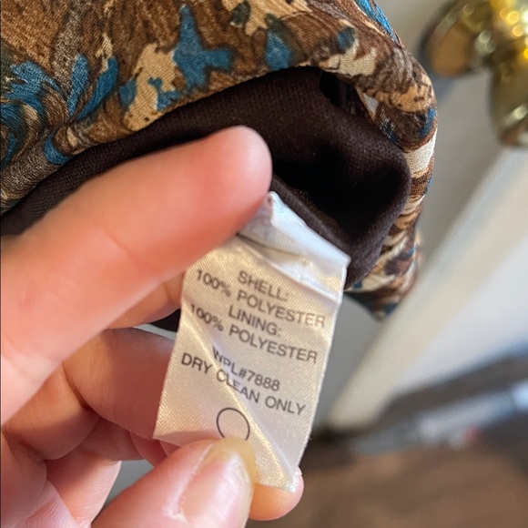 M60 Miss Sixty Dress Womens 6 Brown Printed Round Neck Long Sleeve Lace Trim - Picture 4 of 5